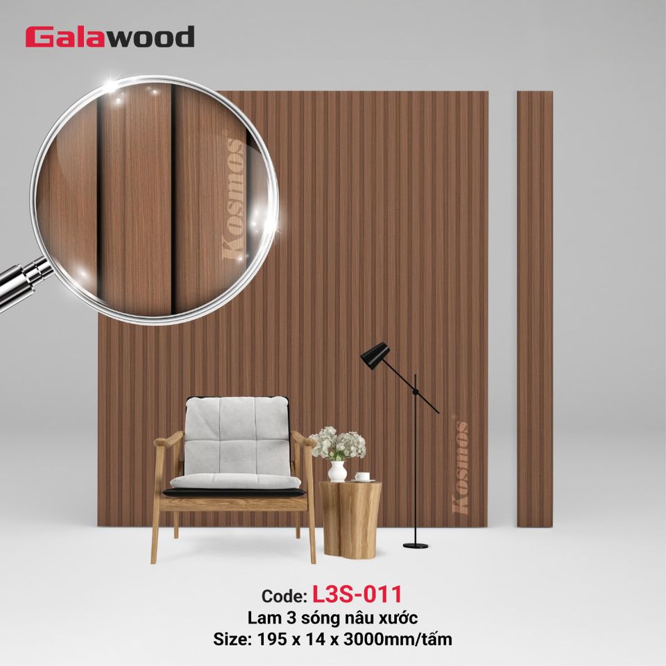 Lam sóng Galawood L3S-011 màu nâu xước, ảnh sản phẩm.