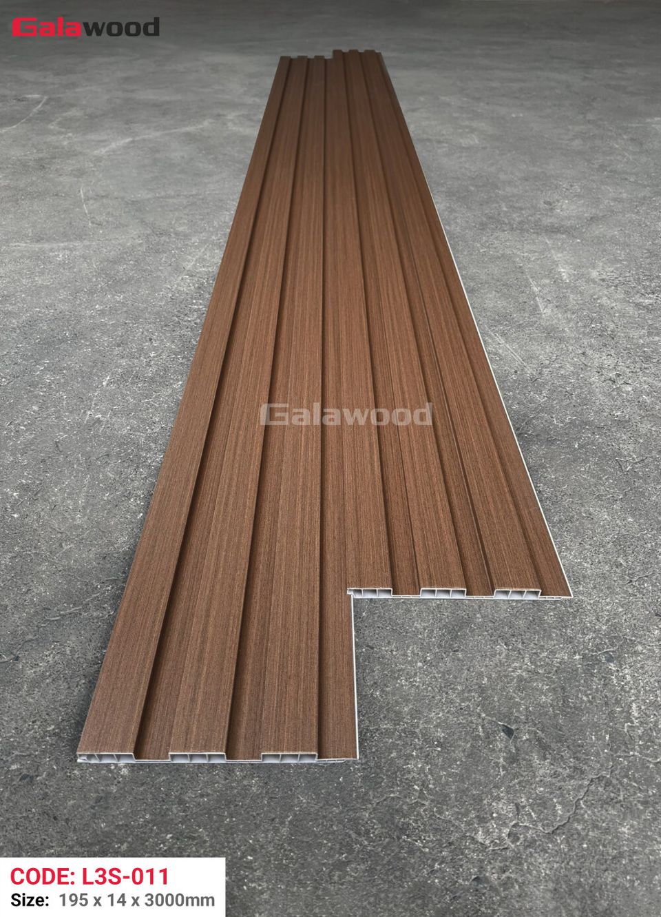 Ảnh quy cách và mặt cắt lam sóng Galawood L3S-011 theo hình nguồn.