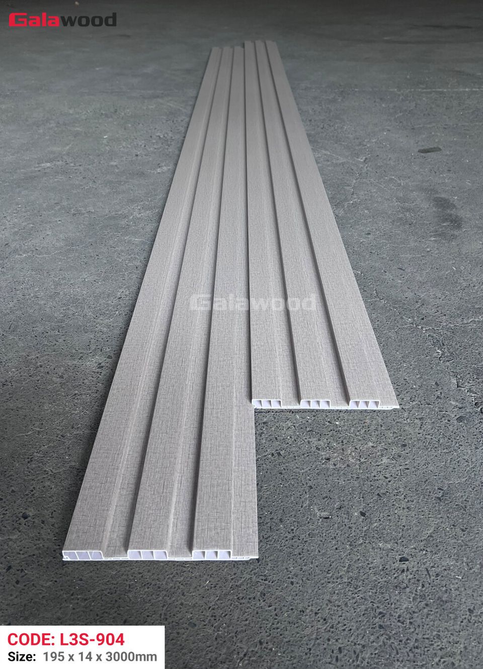 Ảnh quy cách và mặt cắt lam sóng Galawood L3S-904 theo hình nguồn.