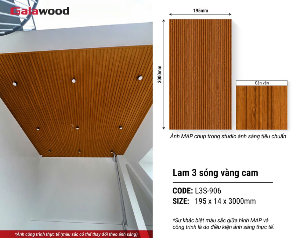 Hình giới thiệu lam sóng Galawood L3S-906 màu vàng cam.