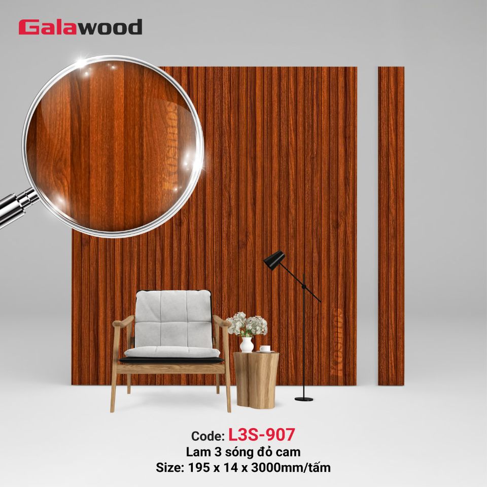 Lam sóng Galawood L3S-907 màu đỏ cam, ảnh sản phẩm.