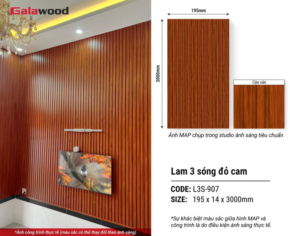 Hình giới thiệu lam sóng Galawood L3S-907 màu đỏ cam.