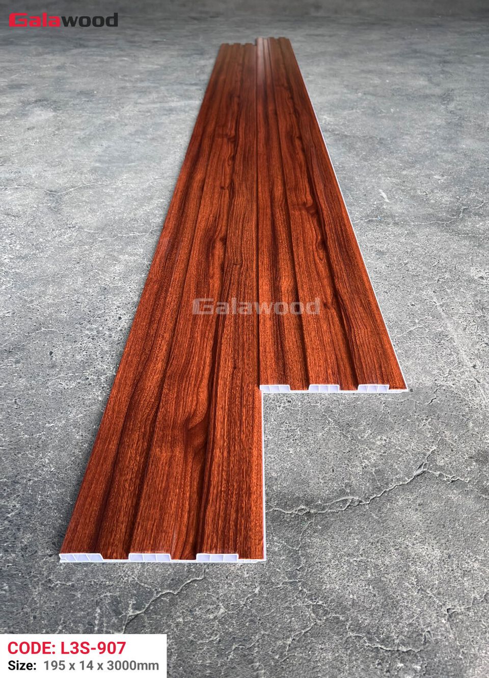 Ảnh quy cách và mặt cắt lam sóng Galawood L3S-907 theo hình nguồn.
