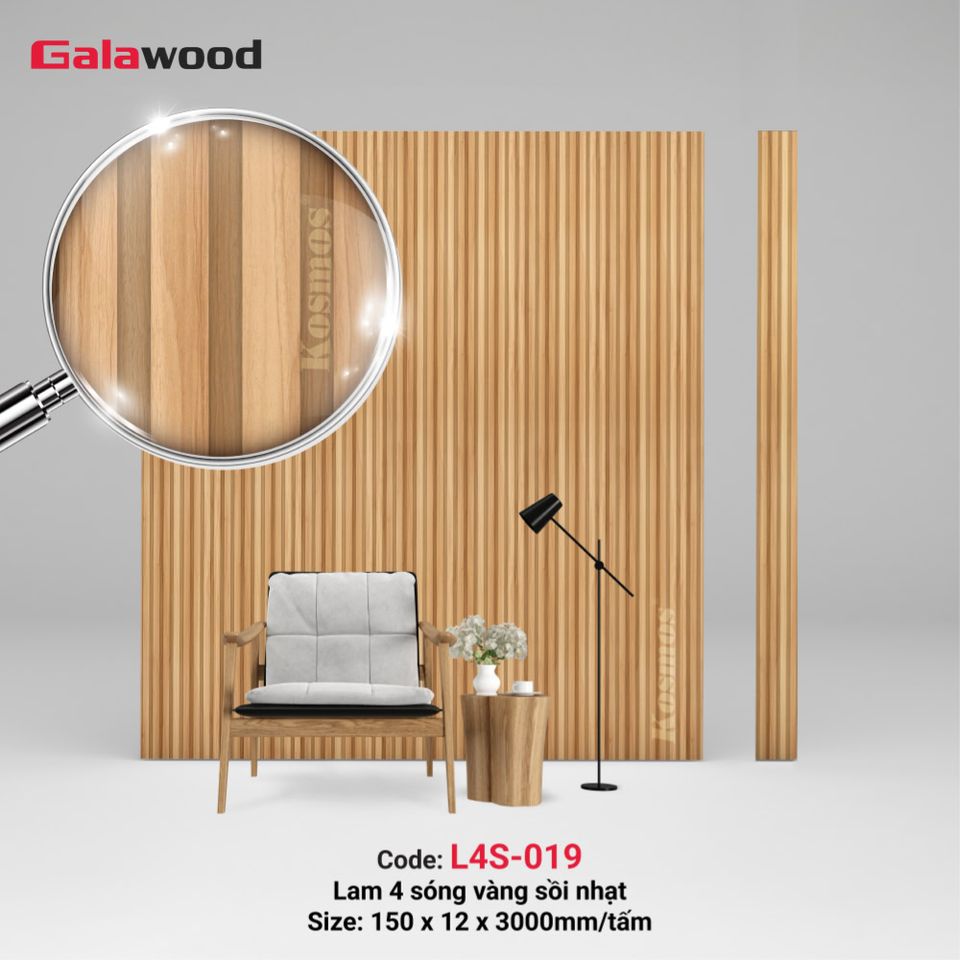 Hình sản phẩm lam sóng L4S-019 màu Vàng sồi nhạt.