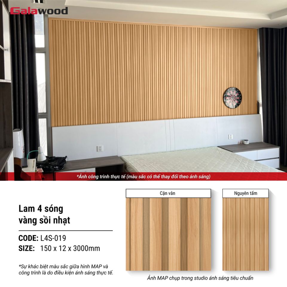 Hình giới thiệu lam sóng L4S-019 màu Vàng sồi nhạt.
