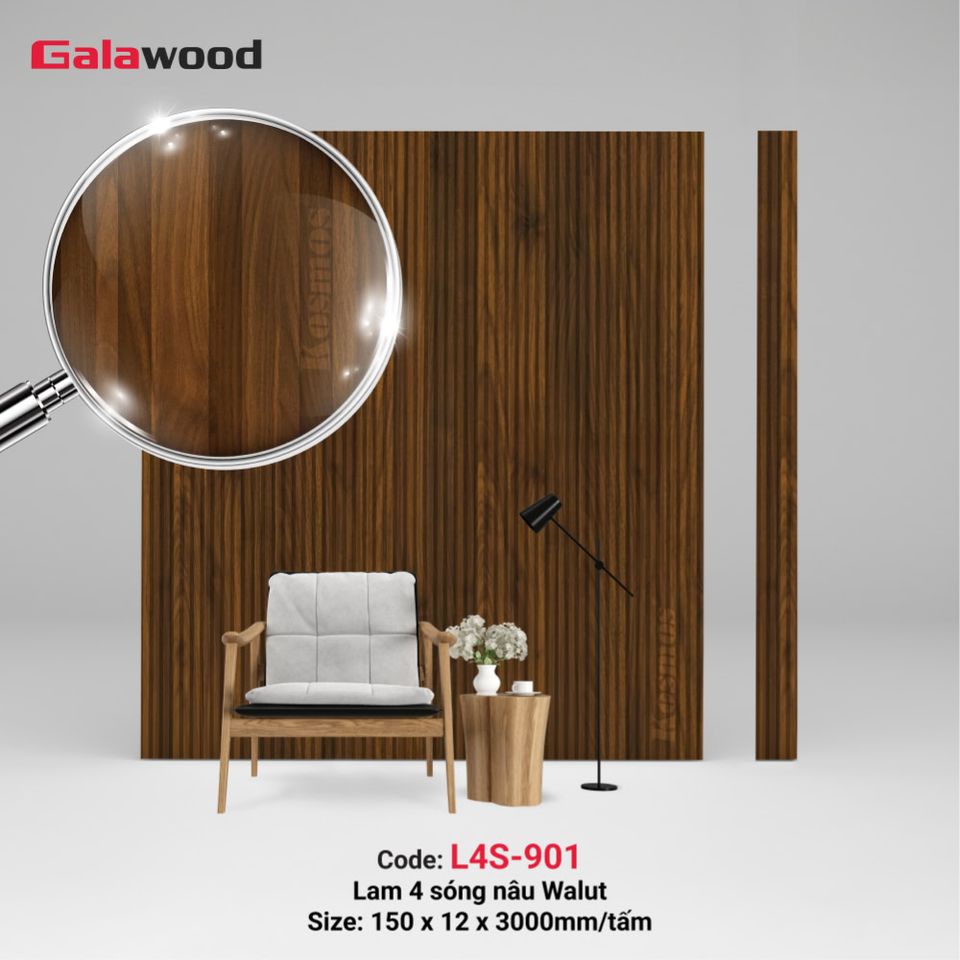 Hình sản phẩm lam sóng L4S-901 màu Nâu Walnut.