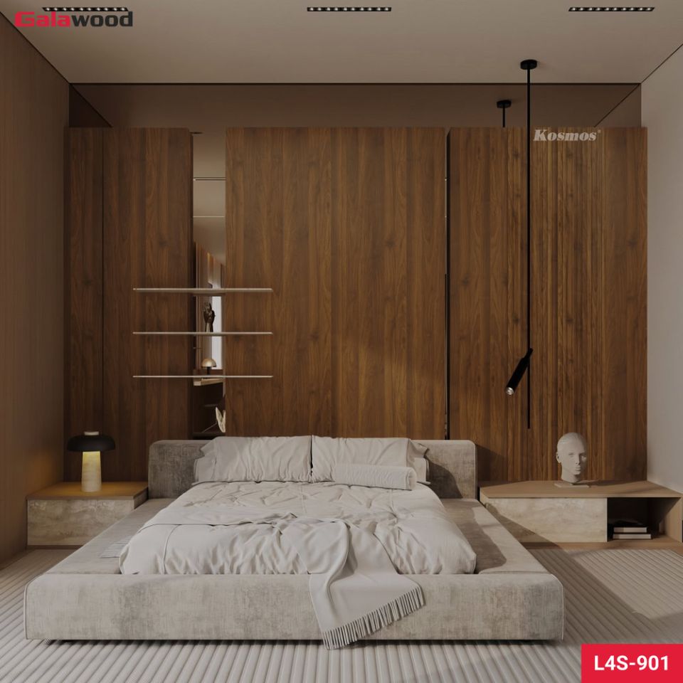 Cận cảnh bề mặt và biên dạng lam sóng L4S-901 màu Nâu Walnut.