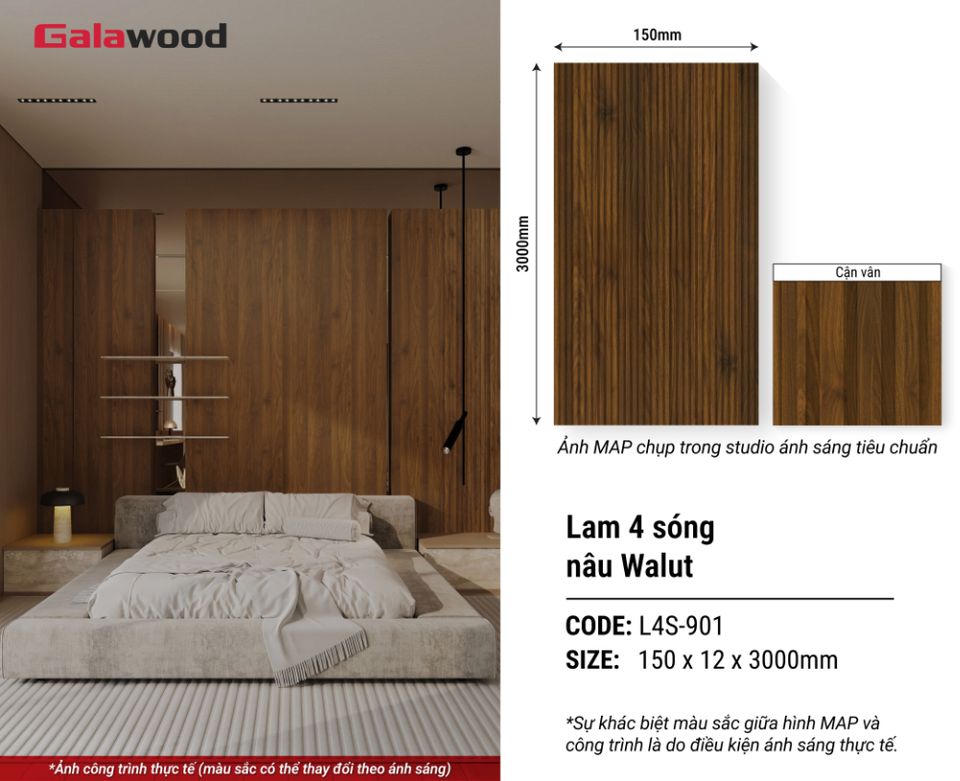 Hình giới thiệu lam sóng L4S-901 màu Nâu Walnut.
