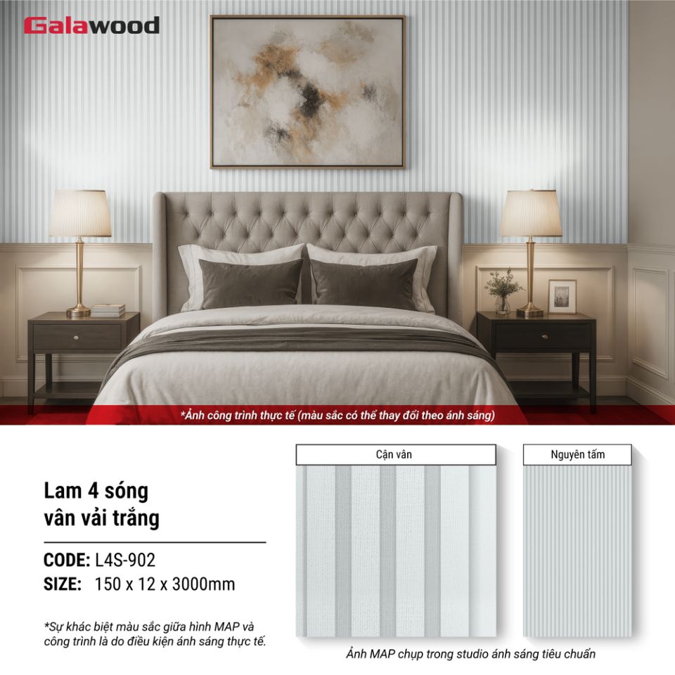 Hình giới thiệu lam sóng Galawood L4S-902 màu vân vải trắng.