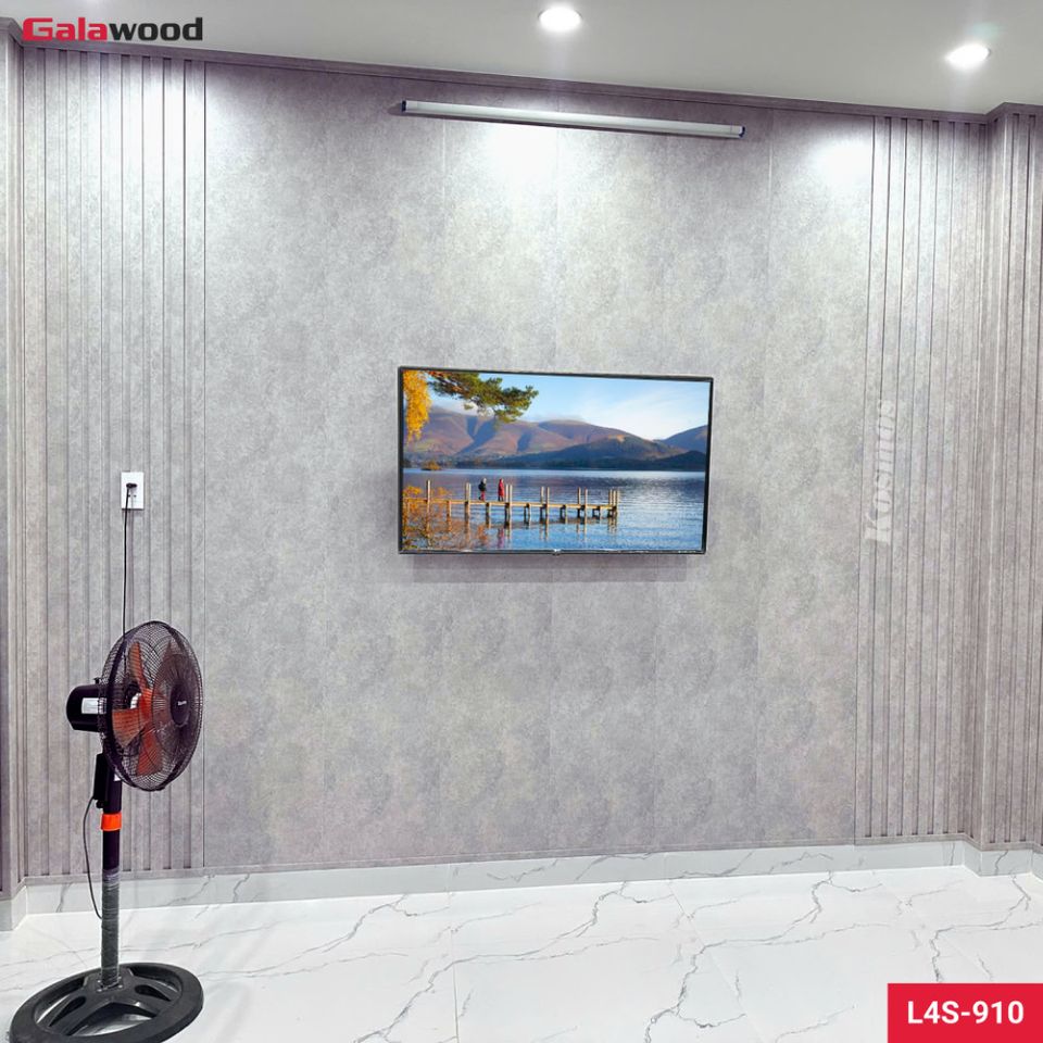 Cận cảnh bề mặt và biên dạng lam sóng L4S-910 màu vân giấy xám nhạt.