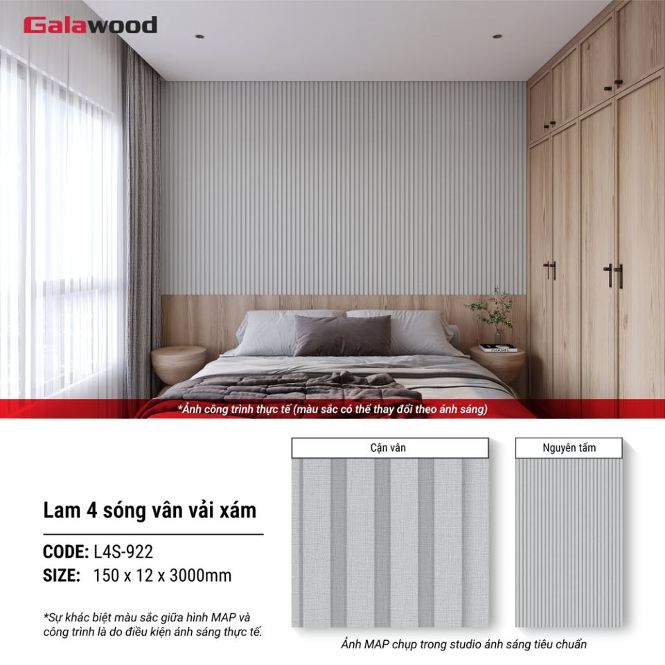 Hình giới thiệu lam sóng Galawood L4S-922 màu vân vải xám.