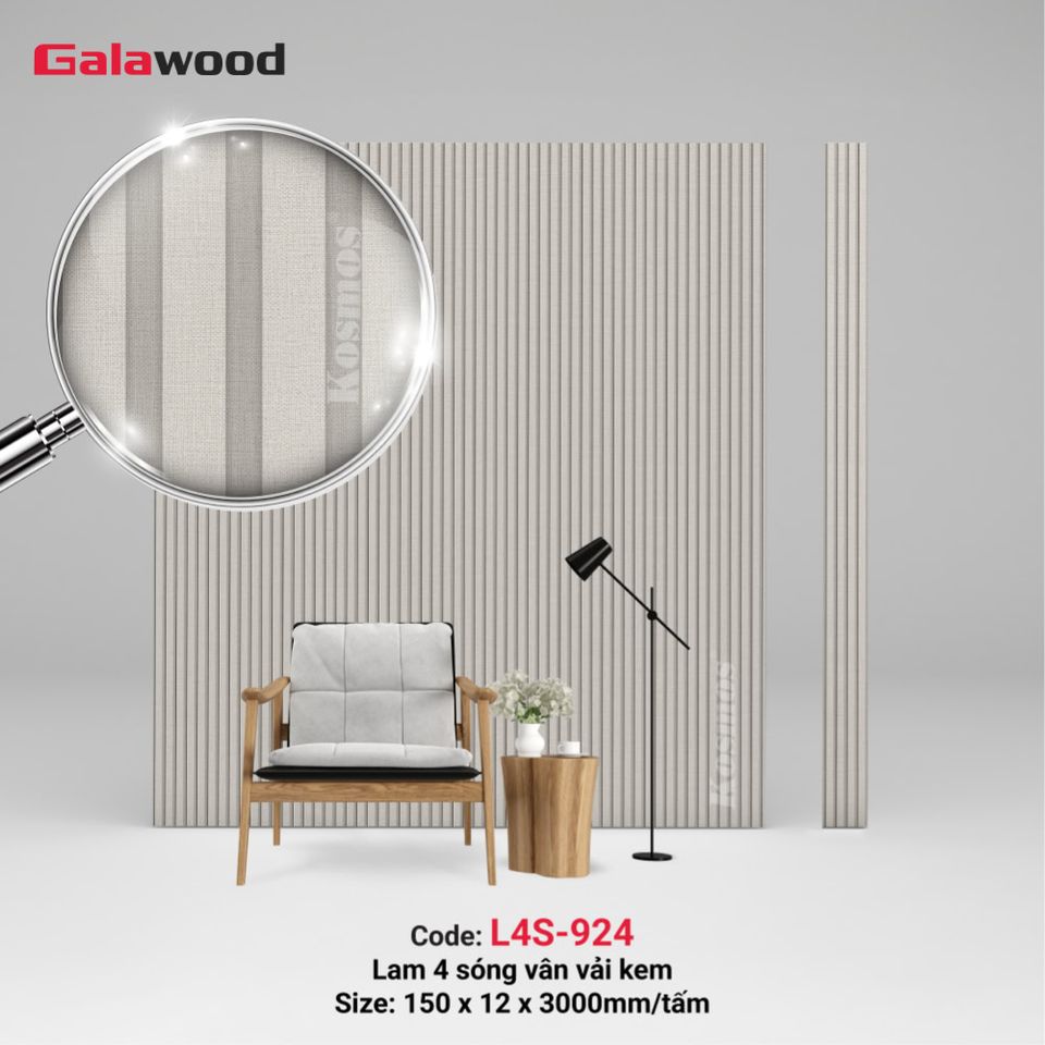 Hình sản phẩm lam sóng Galawood L4S-924 màu vân vải kem.