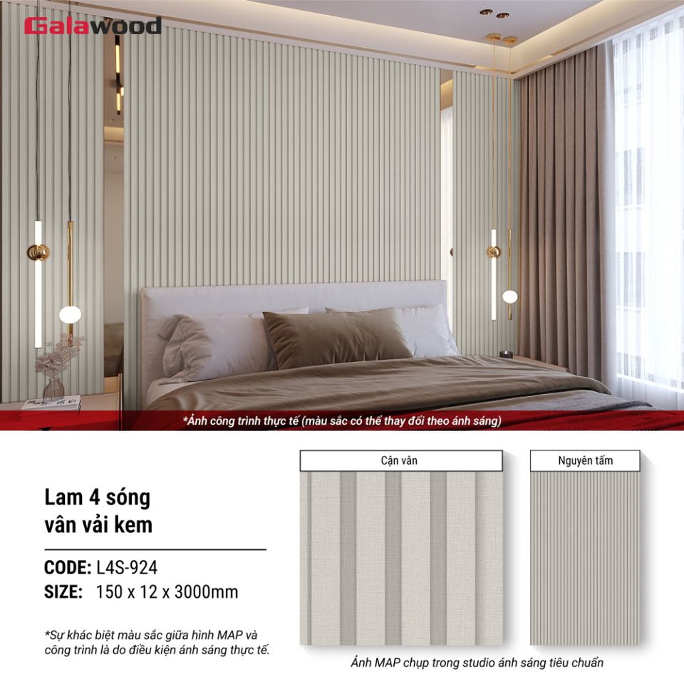 Hình giới thiệu lam sóng Galawood L4S-924 màu vân vải kem.