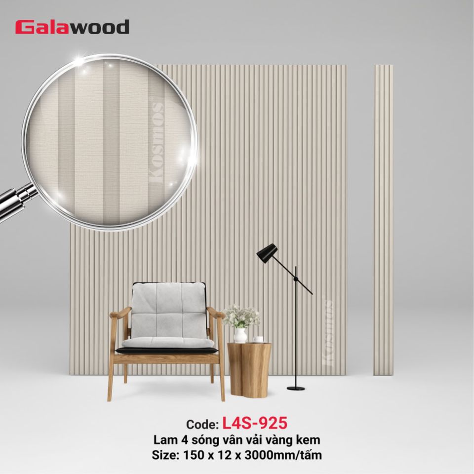 Hình sản phẩm lam sóng Galawood L4S-925 màu vân vải vàng kem.