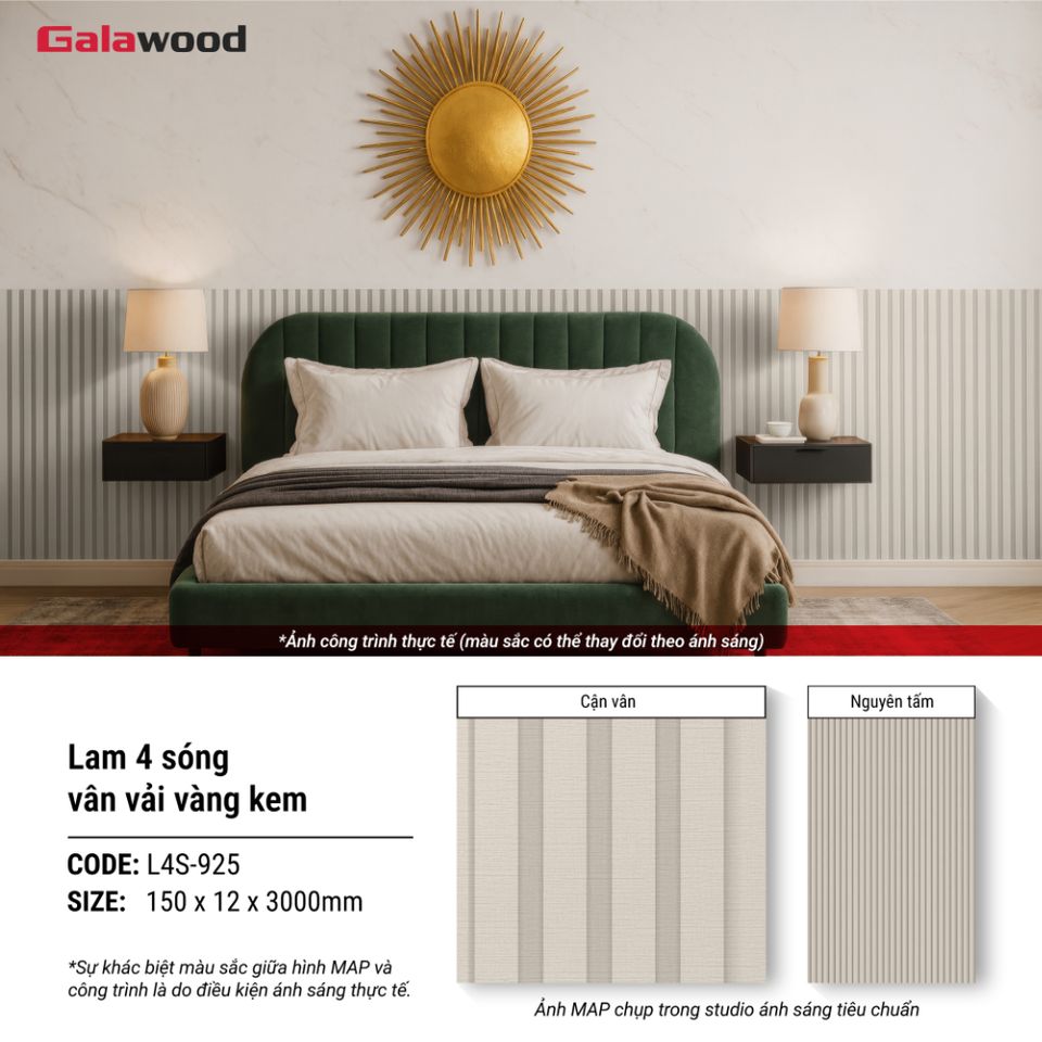 Hình giới thiệu lam sóng Galawood L4S-925 màu vân vải vàng kem.