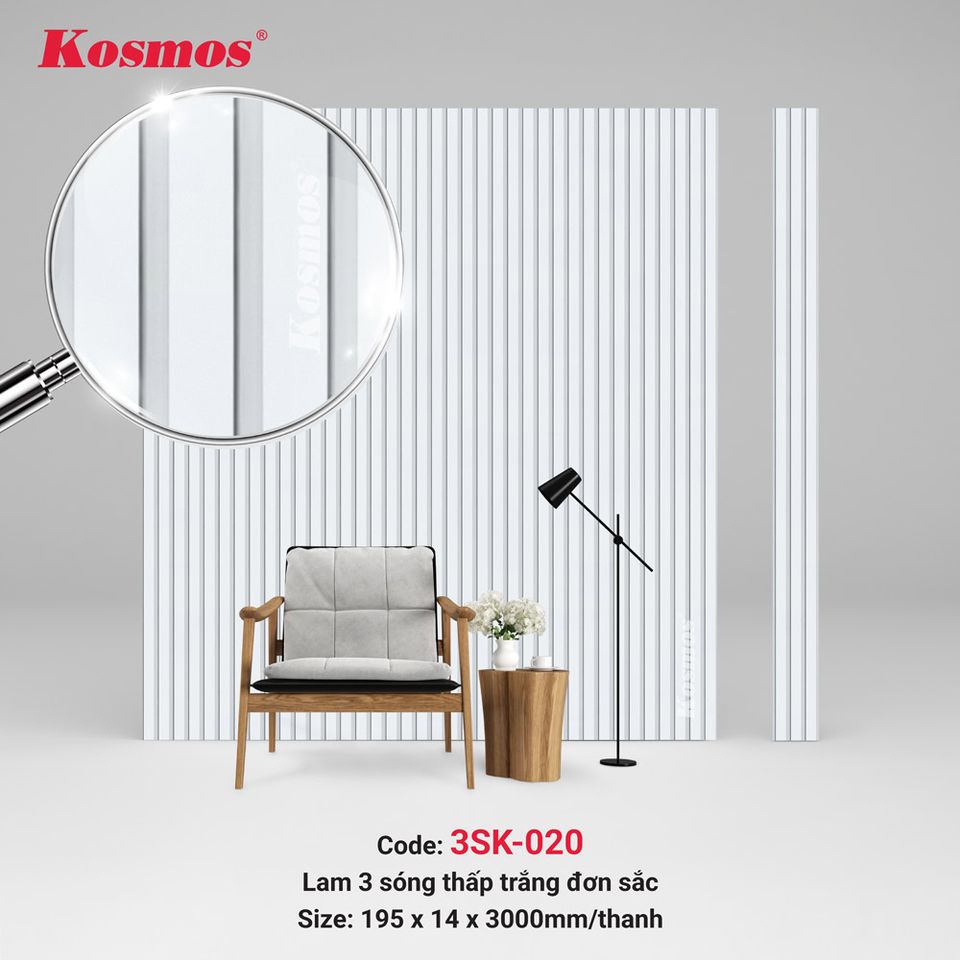 Lam sóng thấp Kosmos 3SK-020 màu trắng trơn.