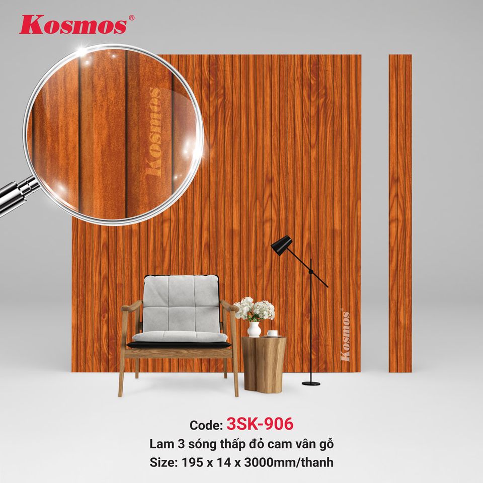 Lam sóng thấp Kosmos 3SK-906 màu đỏ cam vân gỗ.