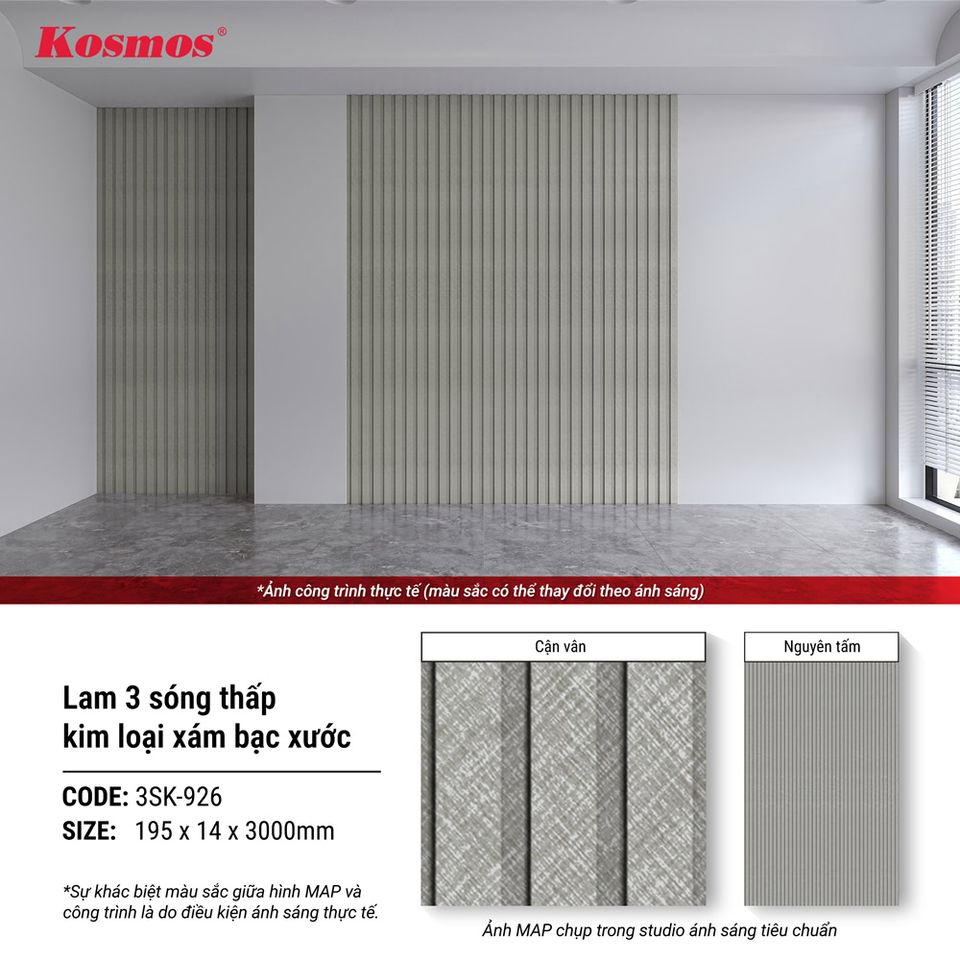 Hình giới thiệu lam sóng thấp Kosmos 3SK-926 màu kim loại xám xước bạc.