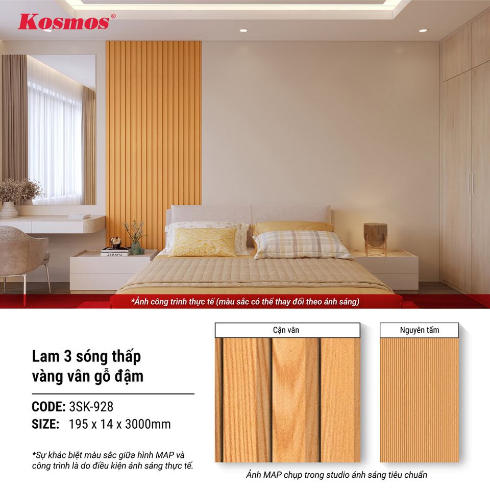 Hình giới thiệu lam sóng thấp Kosmos 3SK-928 màu vàng vân gỗ đậm.