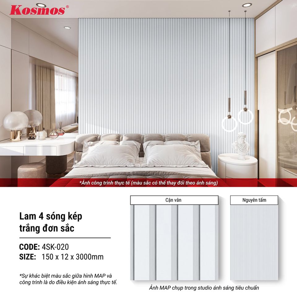 Hình giới thiệu lam sóng thấp Kosmos 4SK-020 màu trắng trơn.