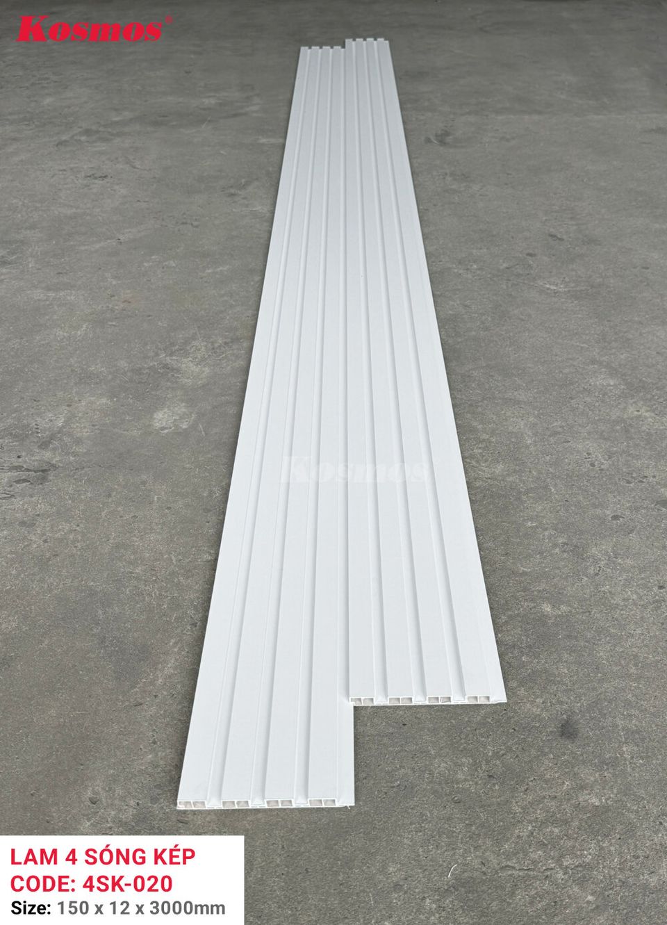 Mặt cắt và kích thước lam sóng thấp 4SK-020 theo hình nguồn.