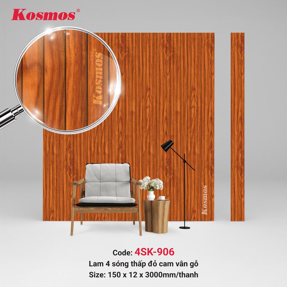Lam sóng thấp Kosmos 4SK-906 màu đỏ cam vân gỗ.