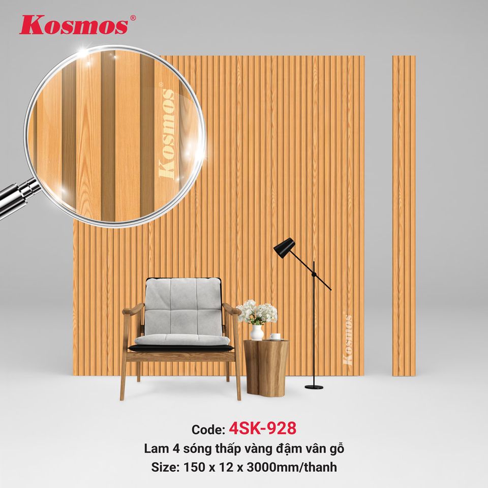 Lam sóng thấp Kosmos 4SK-928 màu vàng vân gỗ đậm.