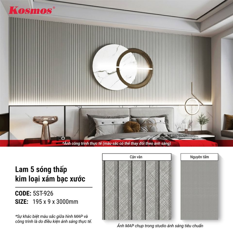 Hình giới thiệu lam sóng 5ST-926 màu Kim loại xám xước bạc.