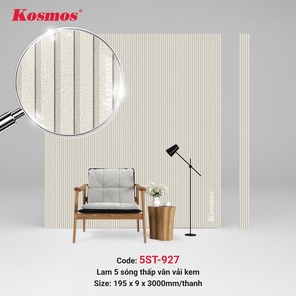 Hình sản phẩm lam sóng 5ST-927 màu Vân vải kem.