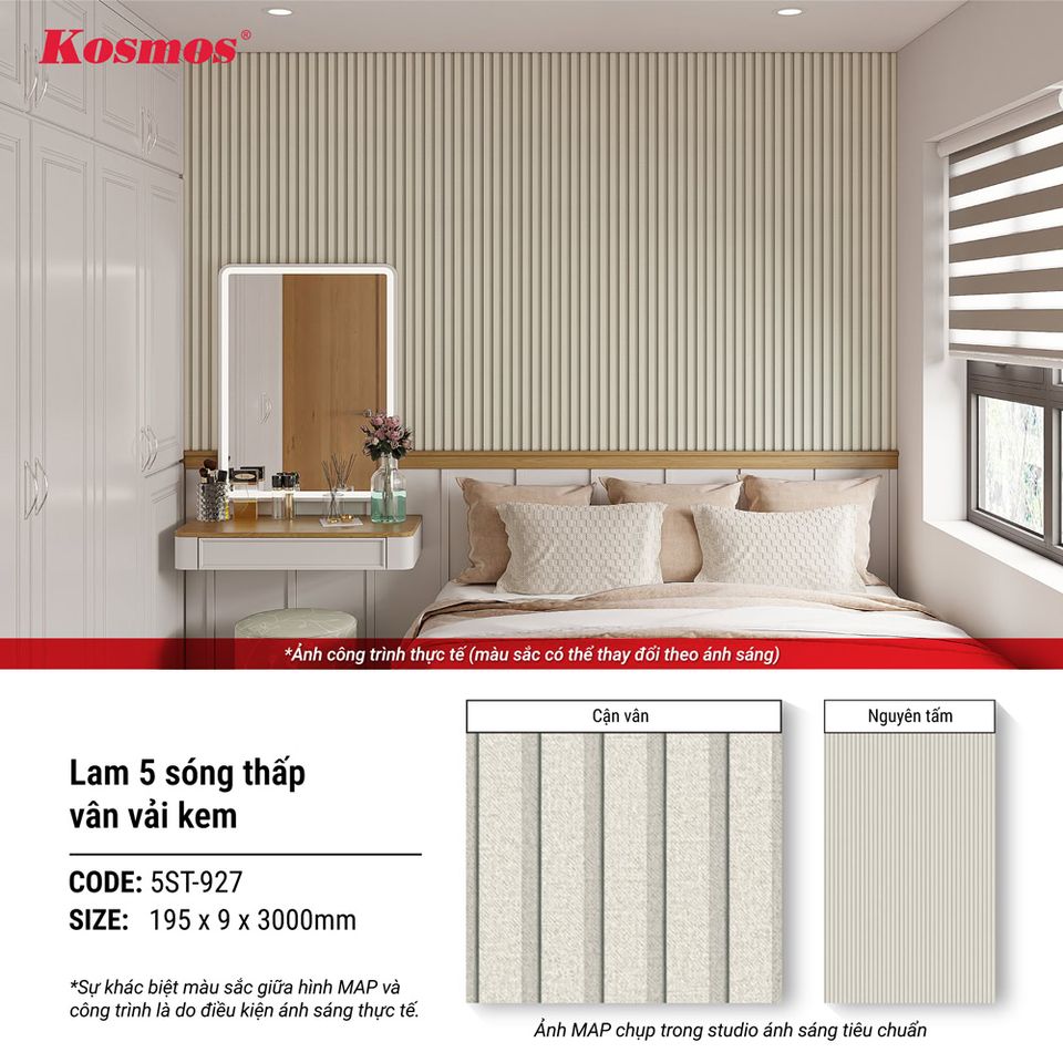 Hình giới thiệu lam sóng 5ST-927 màu Vân vải kem.
