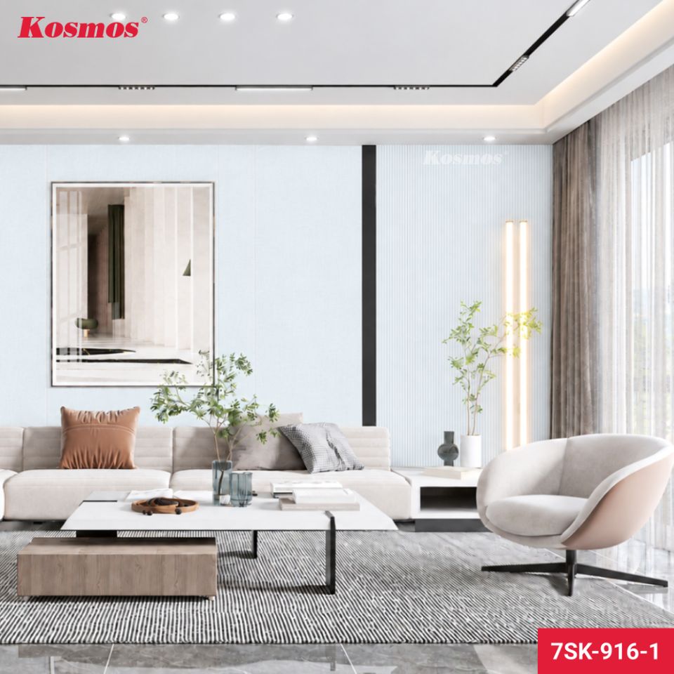 Cận cảnh bề mặt và gờ lam của mẫu 7SK-916-1 trắng vân giấy.