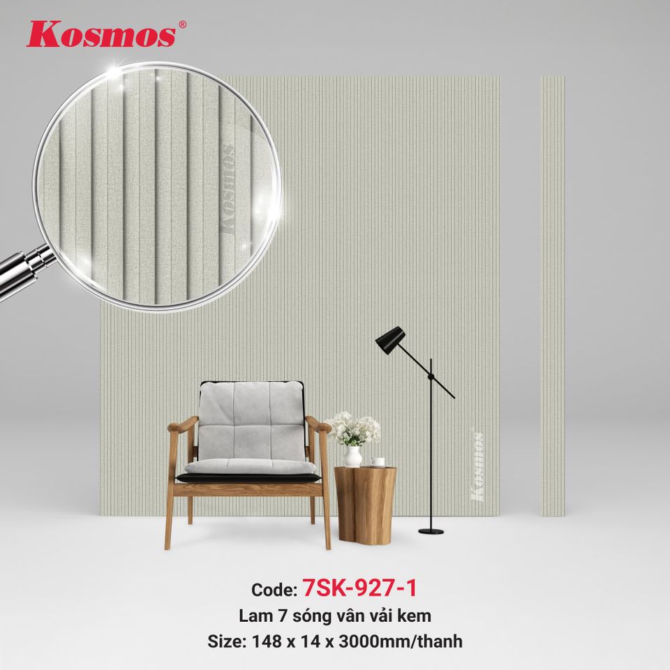 Lam sóng Kosmos 7SK-927-1 màu vân vải kem.