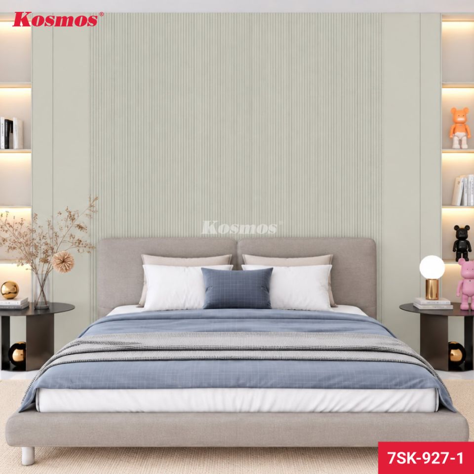 Cận cảnh bề mặt và gờ lam của mẫu 7SK-927-1 vân vải kem.