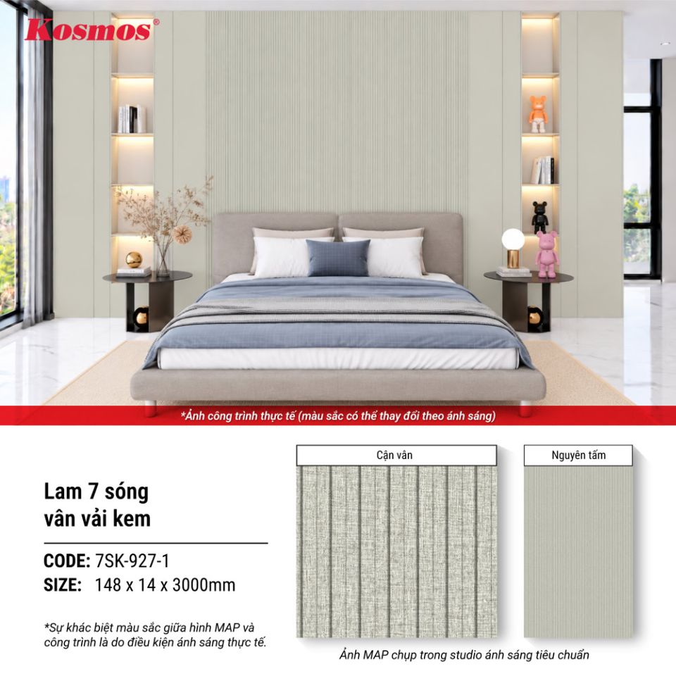 Hình giới thiệu lam sóng Kosmos 7SK-927-1 vân vải kem.