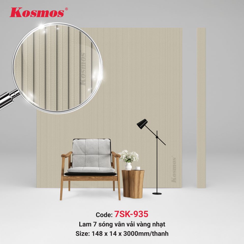 Lam sóng Kosmos 7SK-935 màu vân vải vàng nhạt.