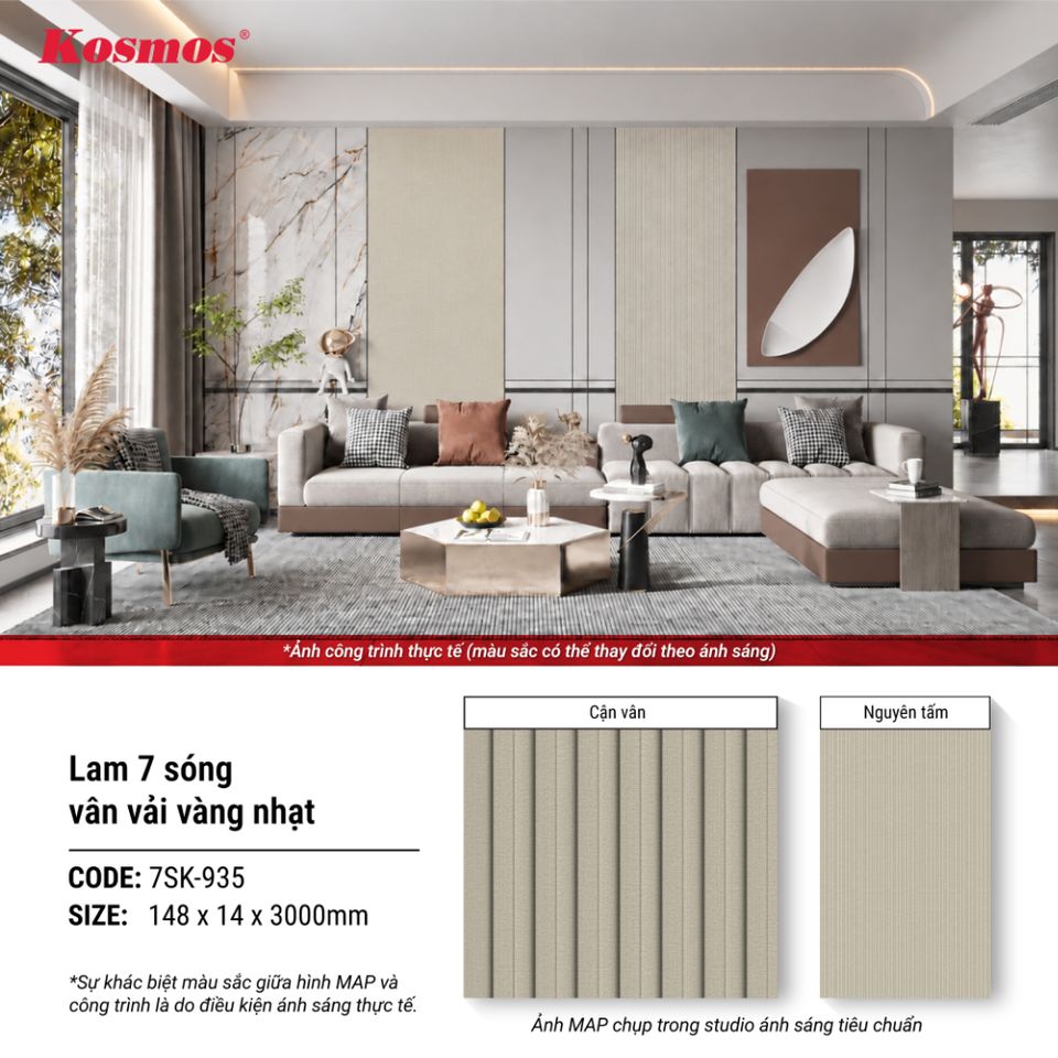 Hình giới thiệu lam sóng Kosmos 7SK-935 vân vải vàng nhạt.