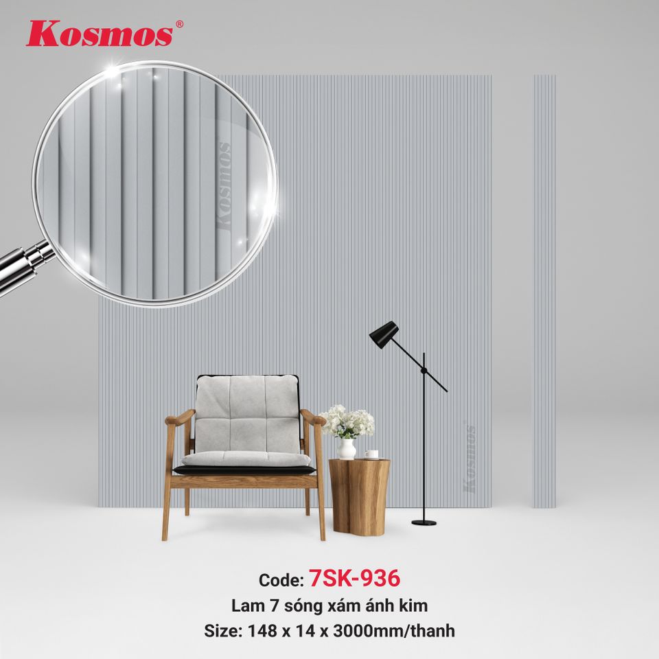 Lam sóng Kosmos 7SK-936 màu xám ánh kim.