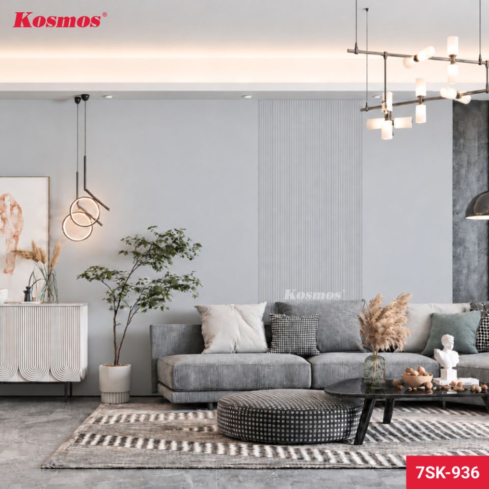 Cận cảnh bề mặt và gờ lam của mẫu 7SK-936 màu xám ánh kim.
