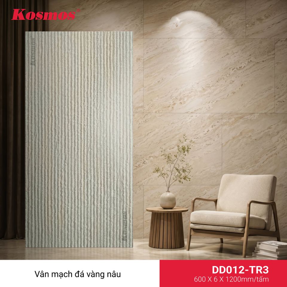 Ảnh tấm ốp đá dẻo DD012-TR3, vân mạch đá, màu vàng nâu.
