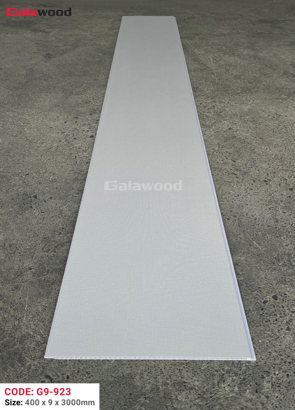 Tấm ốp Nano Galawood G9-923 Vân vải xám nhạt: ảnh tấm trong kho.
