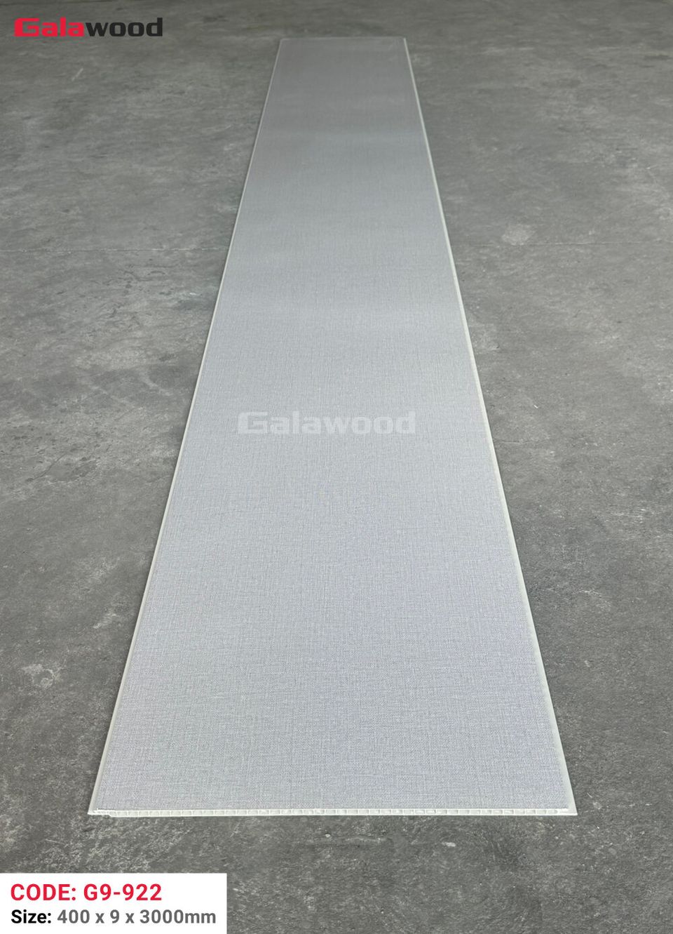 Tấm ốp Nano Galawood G9-922 Vân vải xám: ảnh tấm trong kho.