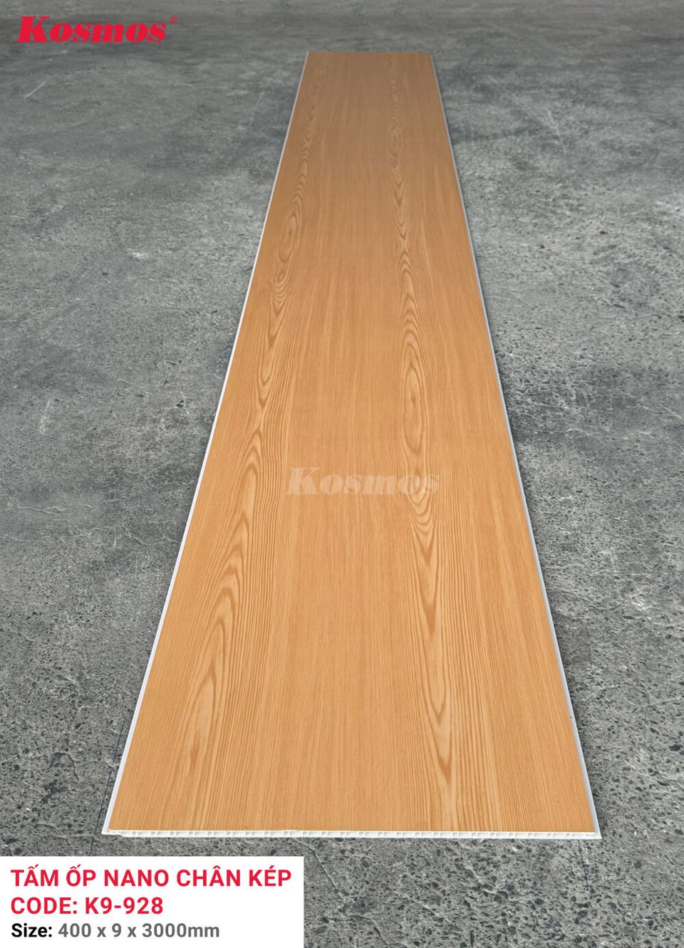 Tấm ốp Nano Kosmos K9-928 Vàng vân gỗ đậm: ảnh tấm trong kho.