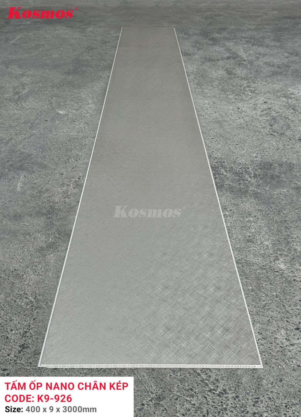 Tấm ốp Nano K9-926 Kim loại xám bạc xước: ảnh tấm trong kho.