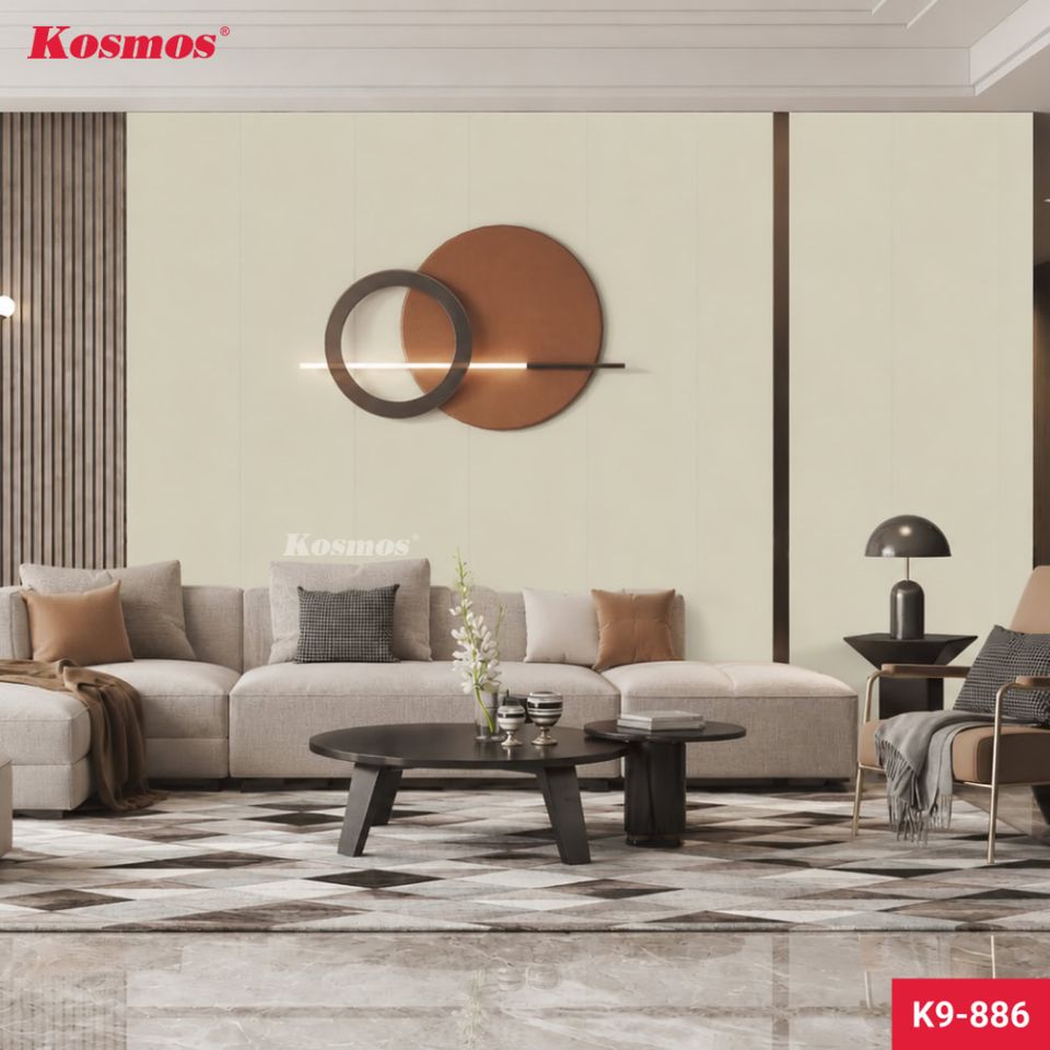 Tấm ốp Nano K9-886 Kem ánh kim: cận cảnh bề mặt.