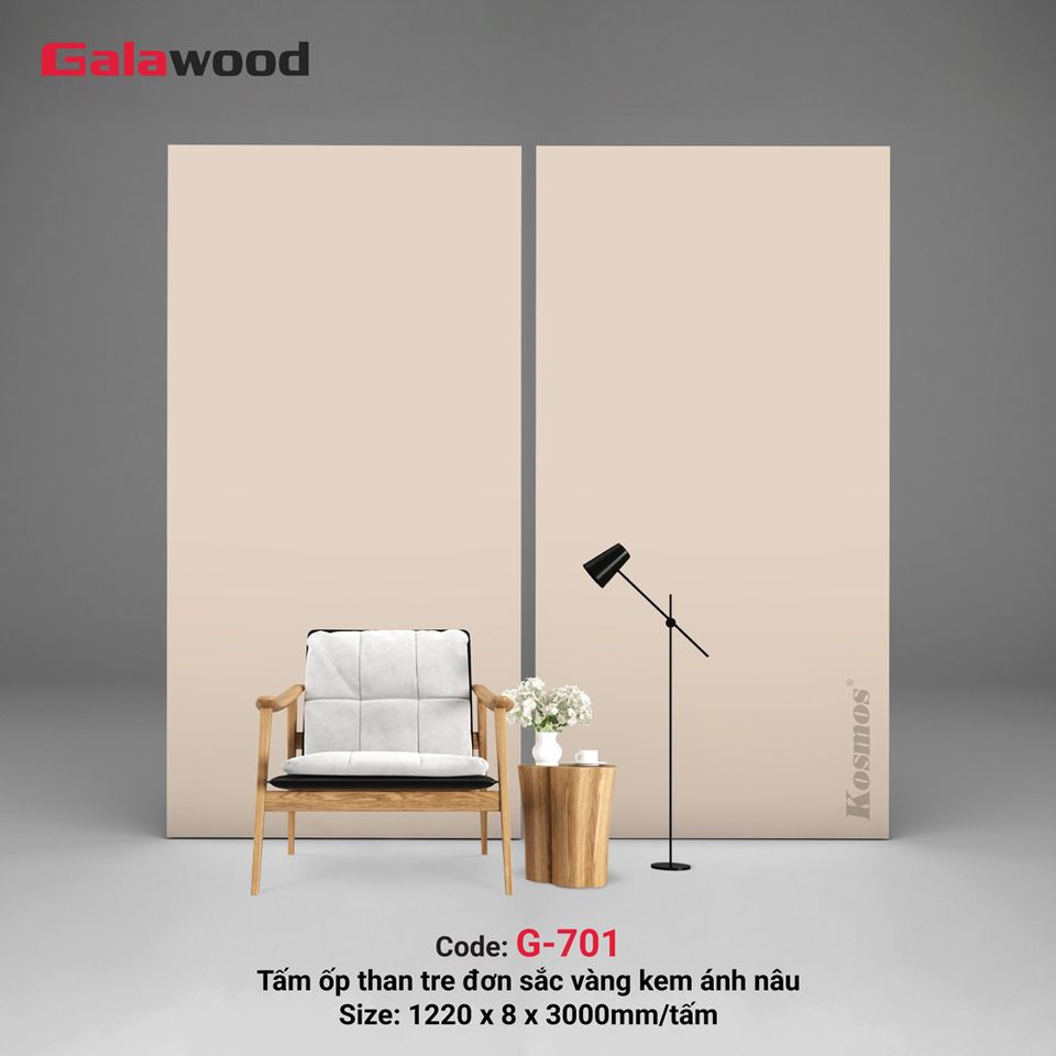 Tấm ốp G-701 đơn sắc vàng kem ánh nâu