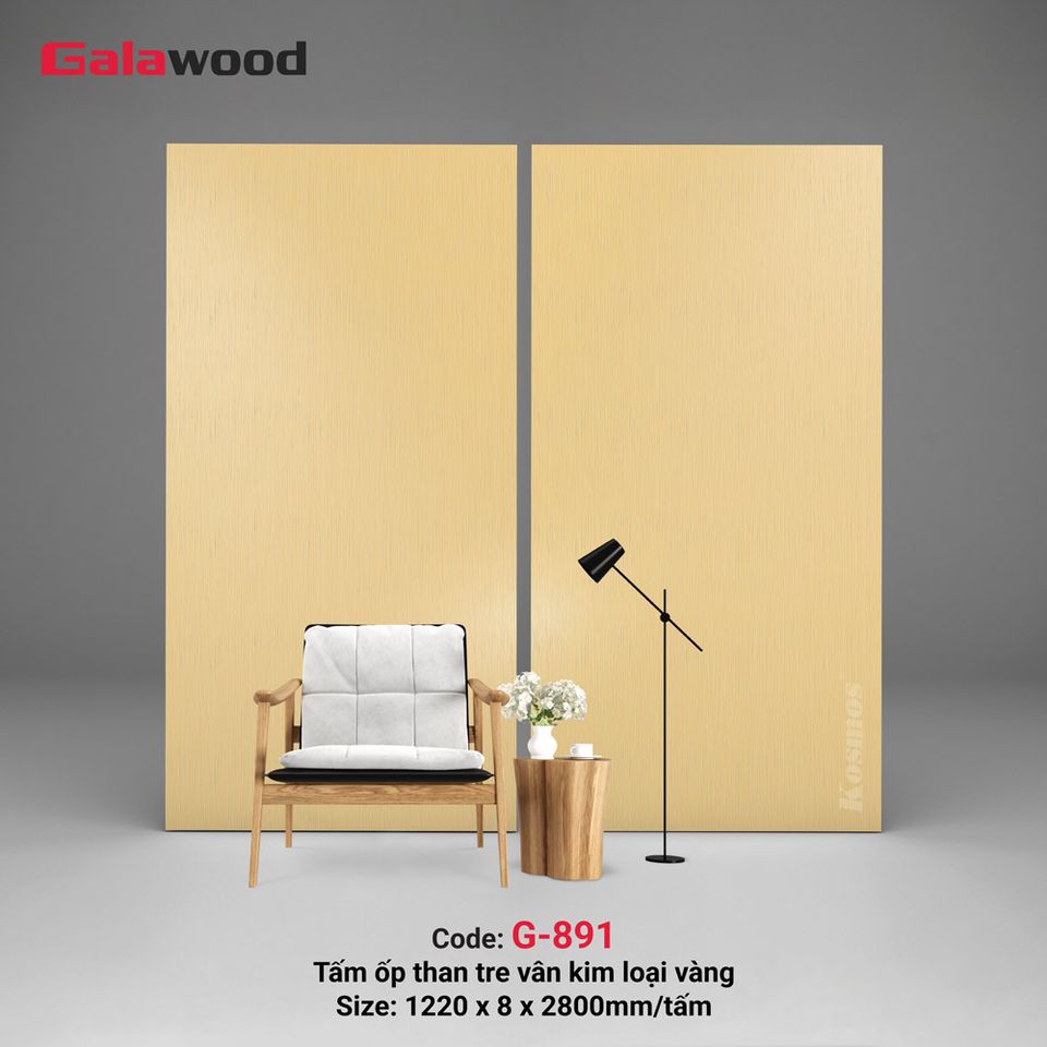 Tấm ốp G-891 vân kim loại xước màu vàng