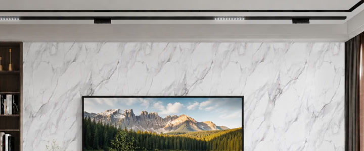 Mảng tường G-714-1 vân marble trắng khói trong phòng ngủ