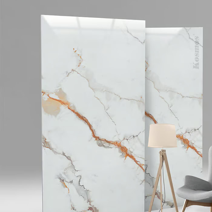 Bề mặt G-714 nền trắng với các đường vân mây vàng
