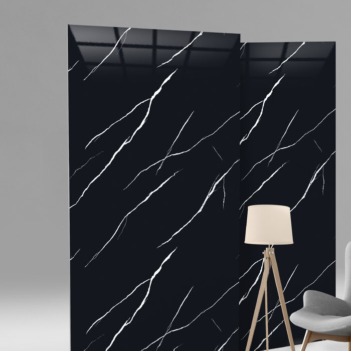 Tấm ốp than tre G-716 vân marble đen với đường vân chớp