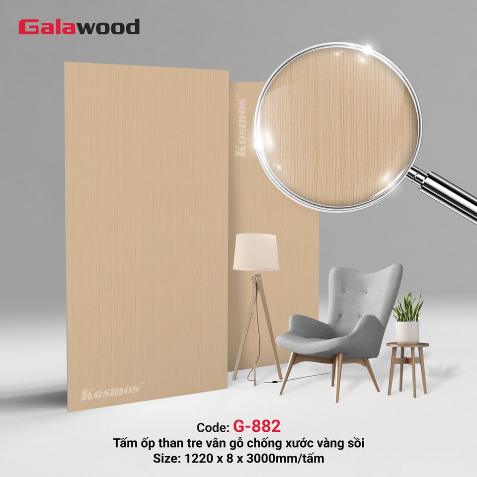 Tấm ốp G-882 vân gỗ vàng sồi